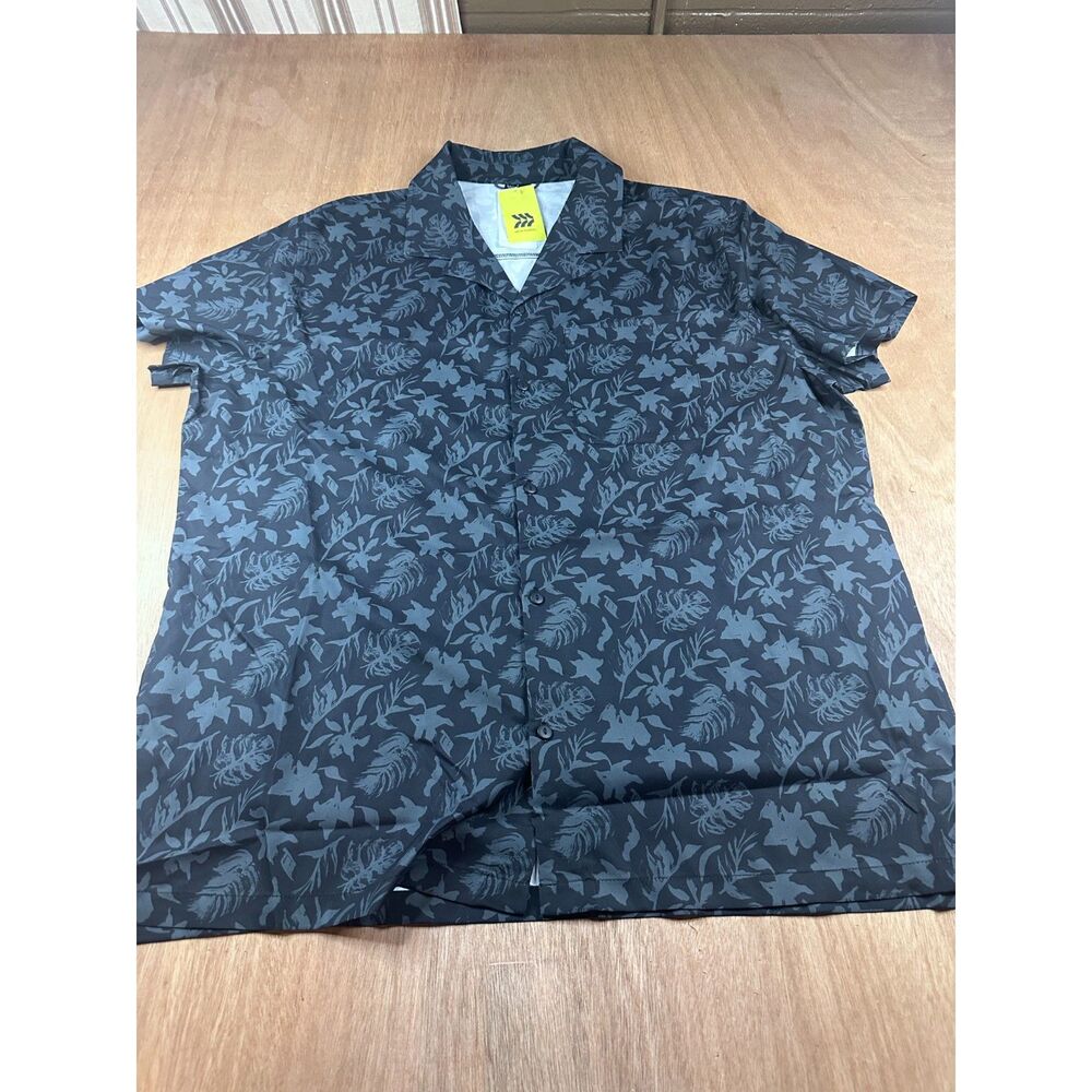 All in Motion Men’s Button Up Shirt XL Floral Black UPF 50+ Quick Dry